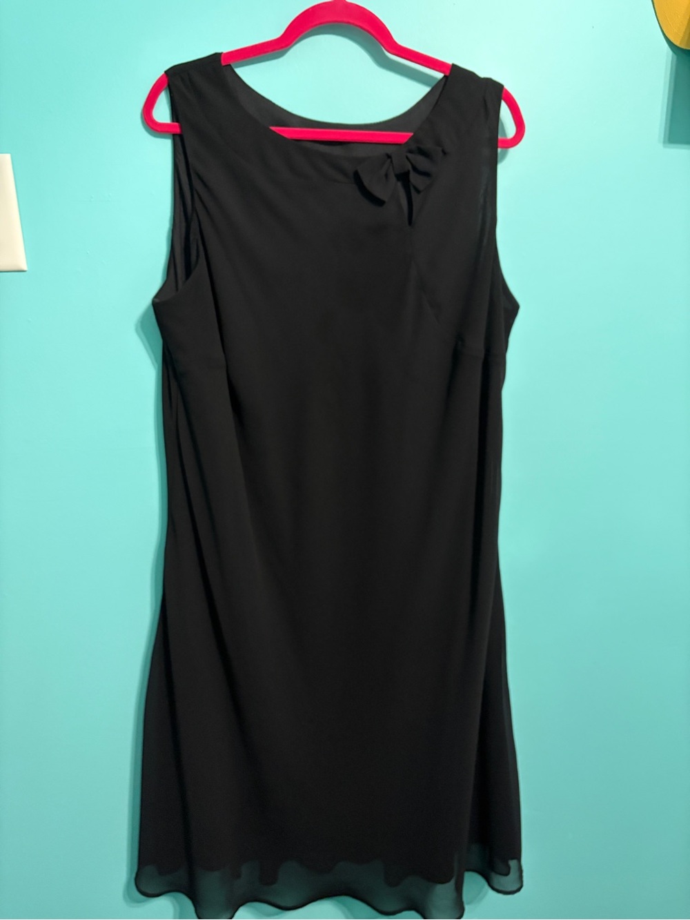 Classic Black Sleeveless chiffon Shift Dress pullover no zips